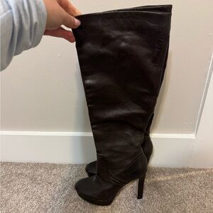 Size 6 brown Michael Kors leather boots with platform and stiletto heel